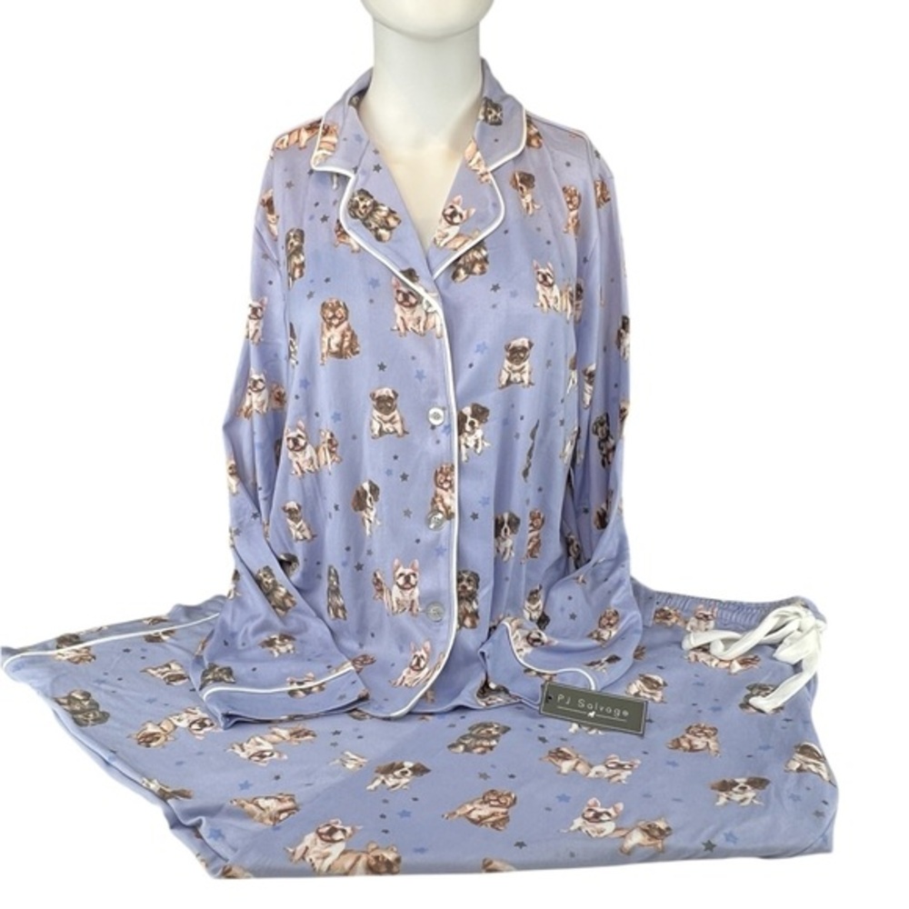 PJ Salvage - ‘Doggies & Stars - blue’ SOFT pajama set. SZ: S,M,L, XL. NWT. Firm!